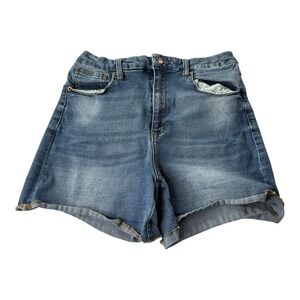 No Boundaries Womens Denim Shorts Size 15 Blue Stretch Cuffed Casual Jean Shorts